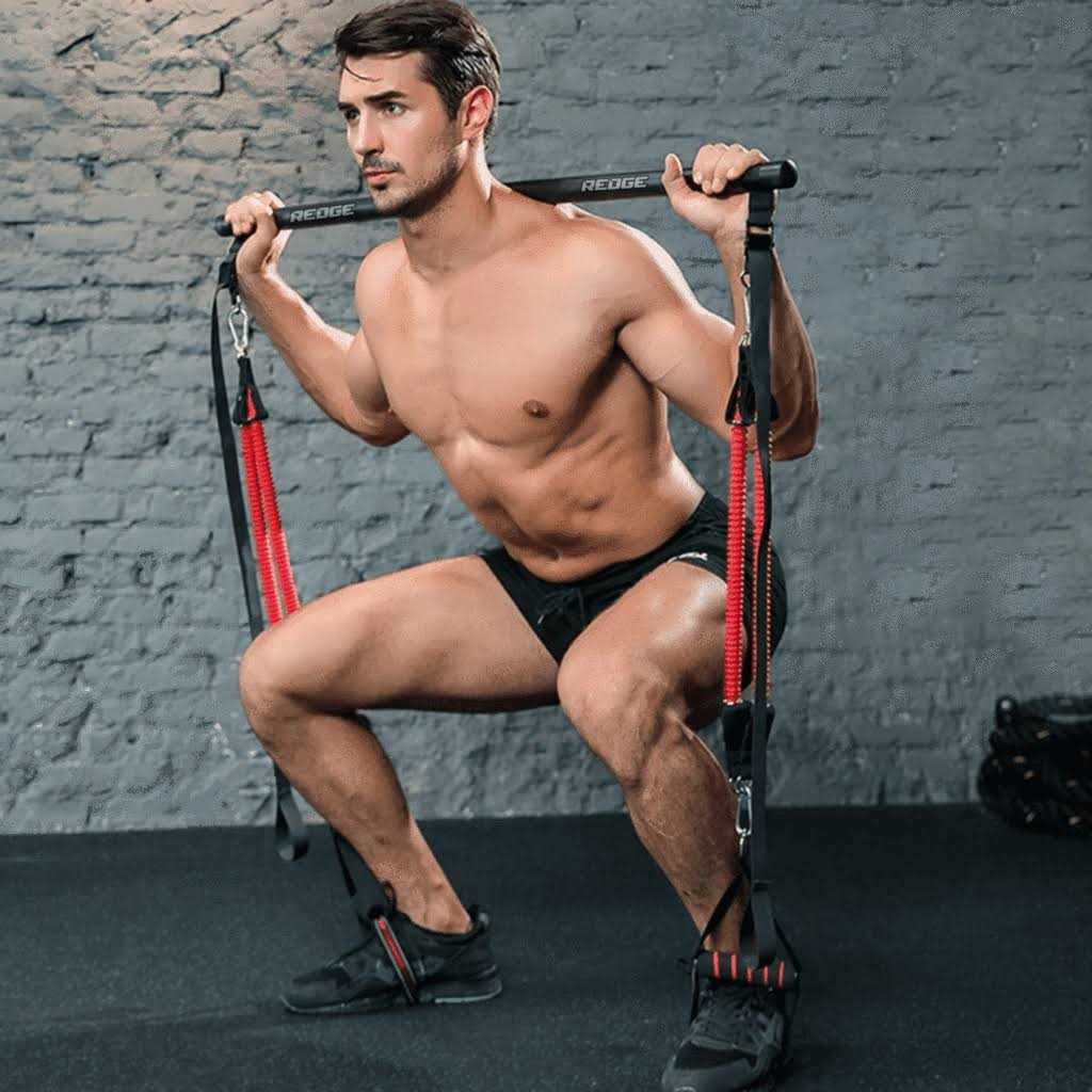 Redge Fit Complete Portable Full Body Home Gym Park Workout Set I Resistance Bands for Beginners to Elite Athletes I Collapsible Resistance Bar I