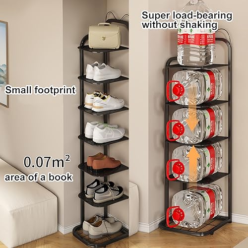 Narrow Vertical 10 Tier Shoe Rack, shoe cabinet for entryway, Tall Slim Rack for Small Spaces Organizer Shoe Shelf Shoe Tower (Color : Gold