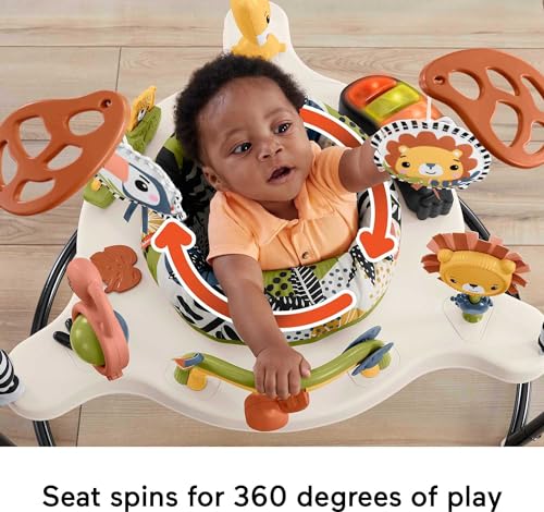 Fisher-Price Baby Bouncer Palm Paradise Jumperoo Activity Center with Music Lights Sounds and Developmental Toys​