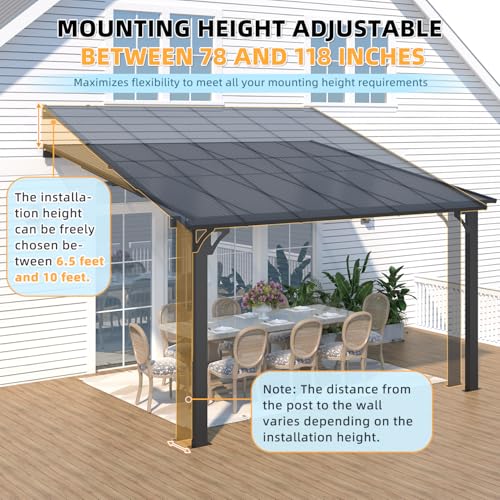 AECOJOY 10&rsquo; x 10&rsquo; Gazebo, Wall Mounted Gazebos Pergola on Clearance, Outdoor Patio Lean to Gazebo Awnings for Deck, Porch
