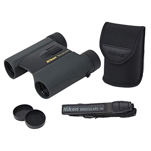 Nikon Trailblazer 8x25 ATB Black Binoculars 8218 | Waterproof, Fogproof, Dual-hinge design, Compact Binocular, Black Rubber Armoring