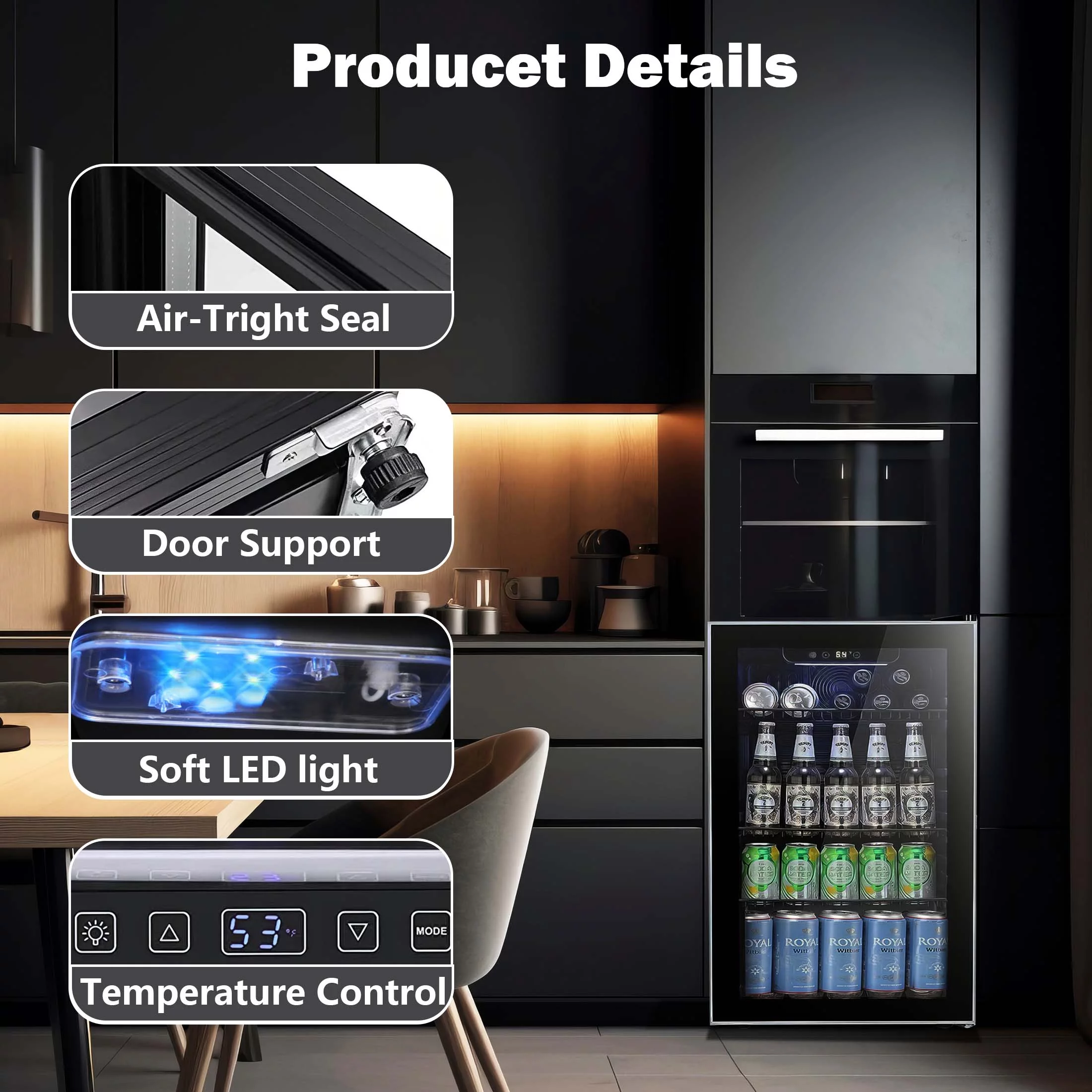 LHRIVER 3.2Cu.ft Beverage Refrigerator Cooler, 120 Can Mini Fridge, Freestanding Wine Chiller, Glass Door for Soda