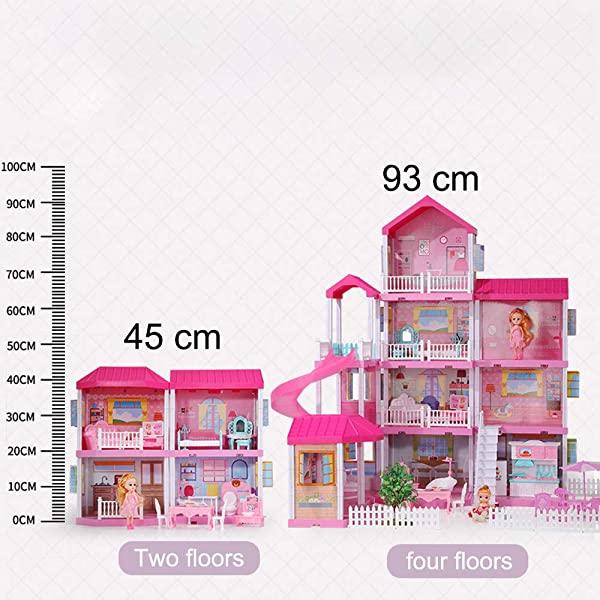 Dollhouse with Dollhouse Furniture and Dolls Dream Doll House for Little Girls 5 Year Olds 1:12 Scale for Kids Pretend Play Doll House Toy Playset