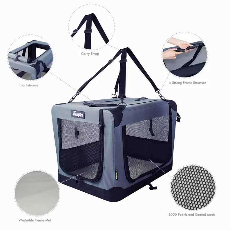 Jespet 3-Door Collapsible Soft-Sided Dog Crate - Pet Supplies online store