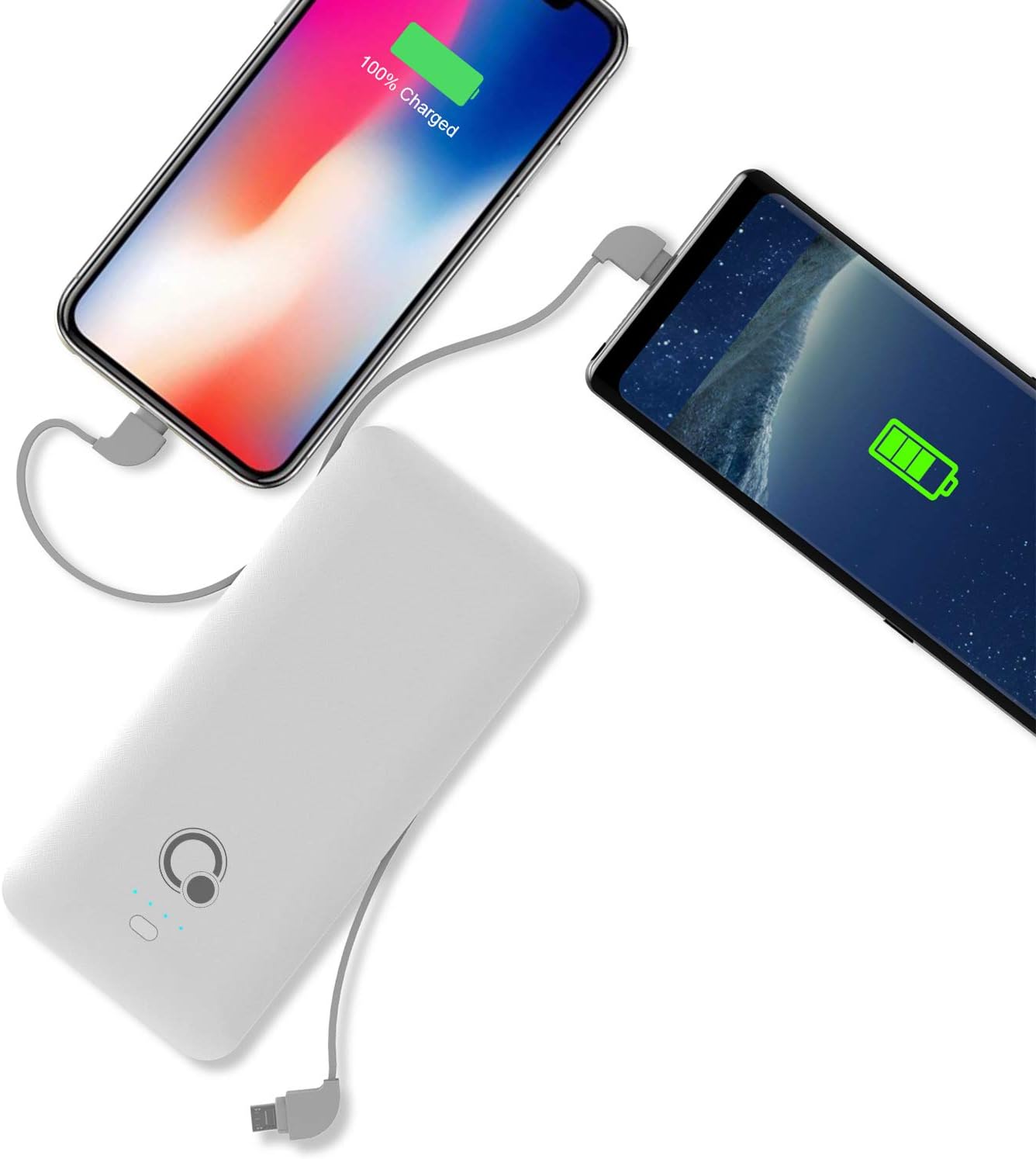 10000mAh Q Portable Charger, Ultra Slim USB C Power Bank, 4 Output Dual Input External Battery Pack with Built-in AC Wall Plug