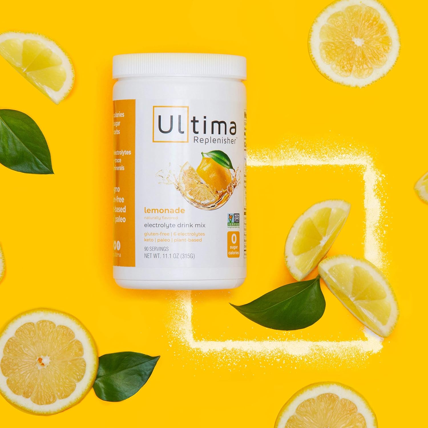 Ultima Hydrating Electrolyte Powder, Lemonade, 90 Servings, no Sugar, 0 Carbs or Calories, Keto, Gluten-Free, Paleo, Non-GMO, Vegan, with Magnesium