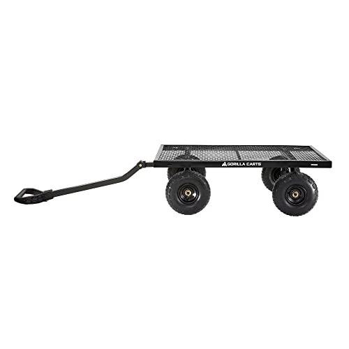 Gorilla Carts Steel Utility Wagon w/Removable Side Panels, 4 Cu Ft, 900 lb Capacity, Black