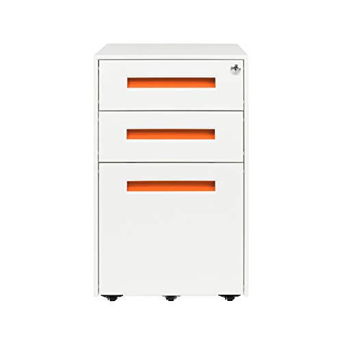 Laura Davidson Furniture Stockpile Square Mobile 3 Drawer File Cabinet - Metal Filing Cabinet, Legal/Letter File Folders, Pre-Assembled
