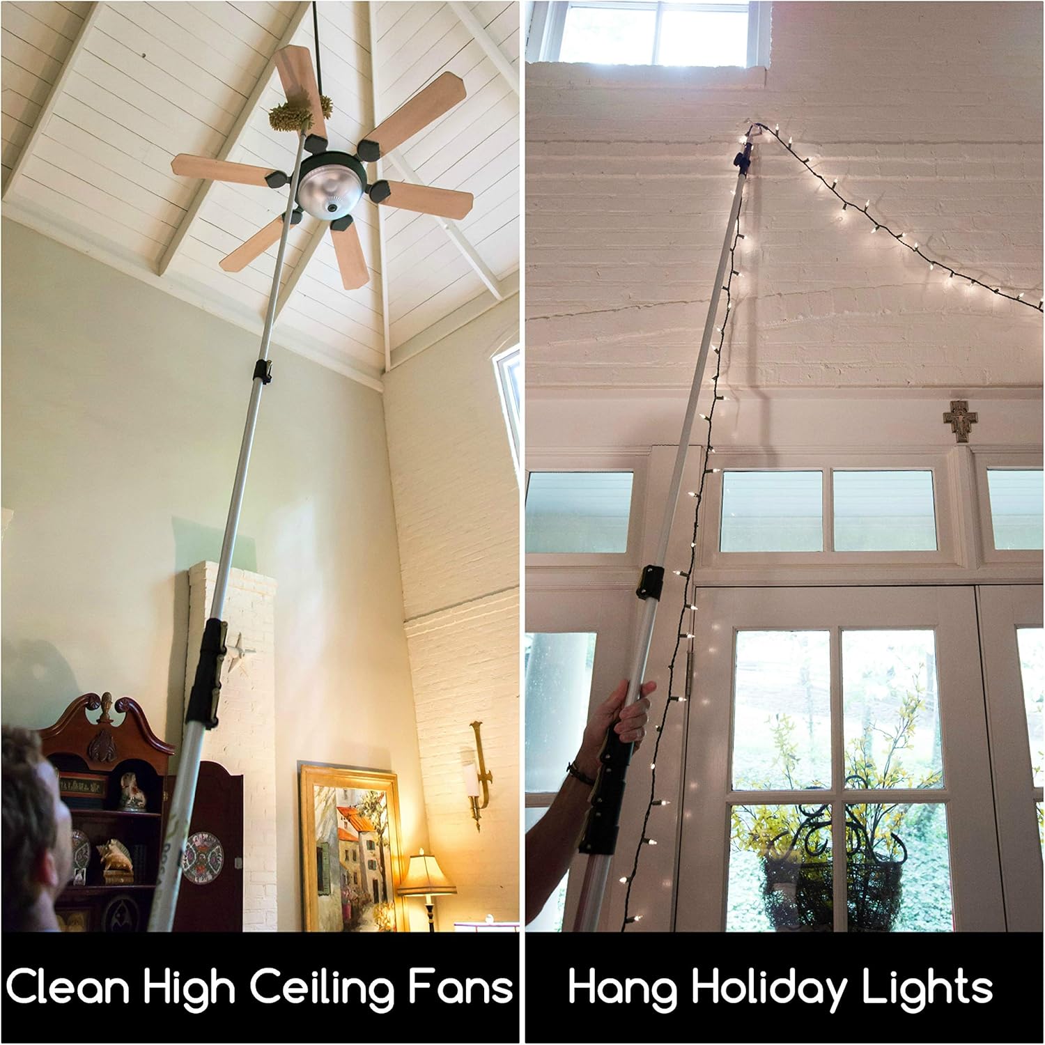 DocaPole 6-24 Foot Extension Pole – Multi-Purpose Telescopic Pole // Light Bulb Changer // Paint Roller // Duster Pole // Telescoping Pole for Window