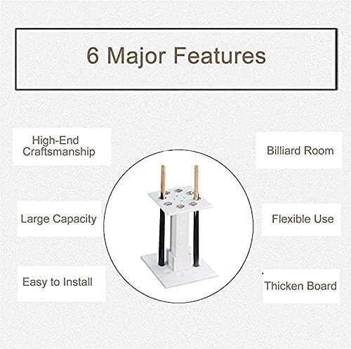 Freestanding White Wooden Pool Cue Rack Stand - Holds 8 Cues, Easy Assembly Billiard Cue Holder, Multi-Functional Storage for Home, Game Room