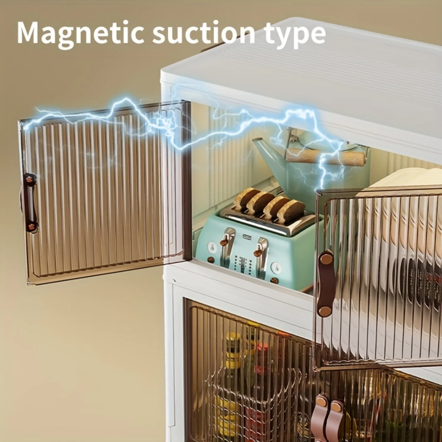 5-layer folding storage box, magnetic cabinet door, plastic drawer storage rack suitable for bedrooms, study rooms, toy rooms, offices