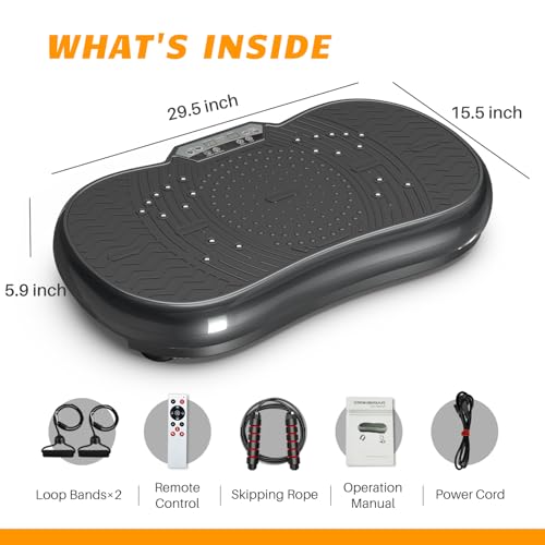 Vibration Plate Exercise Machine for Weight Loss – 100-Speed Platform with Bluetooth Speaker, Remote & Bands