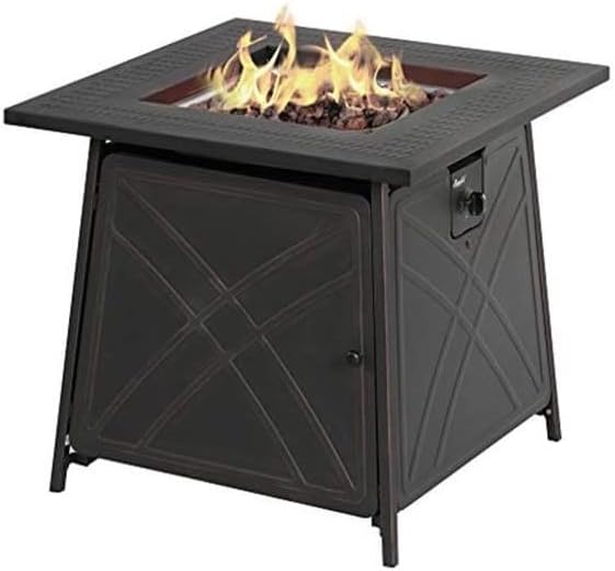 Living Accents Square Steel Tabletop Propane Fire Pit 25.5 in. H x 28 in. W x 28 in. D Aluminum - Case of: 1; Pack of 2