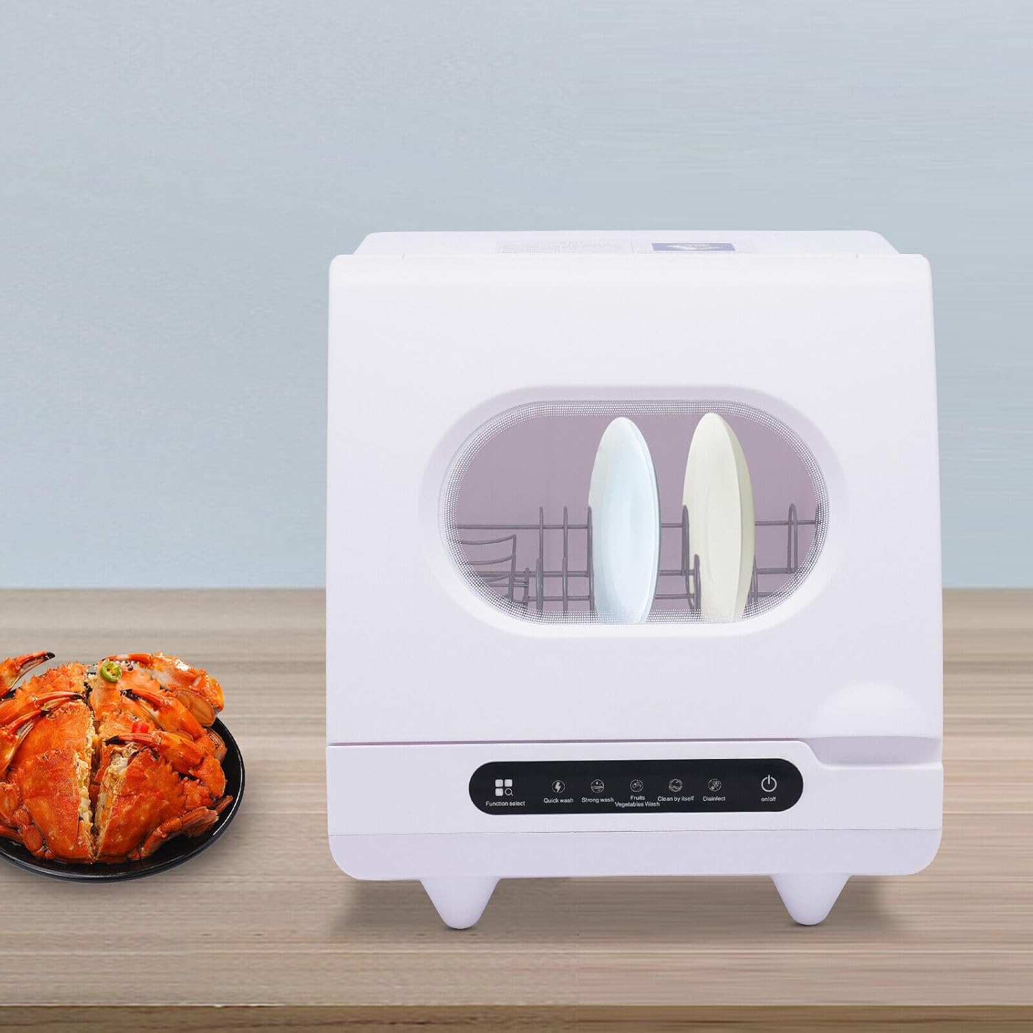 1200W Portable Mini Countertop Dishwasher Compact Dish Washing Machine Freestanding Compact Table Top Dishwasher 5 Wash Programs for Apartments Dorms