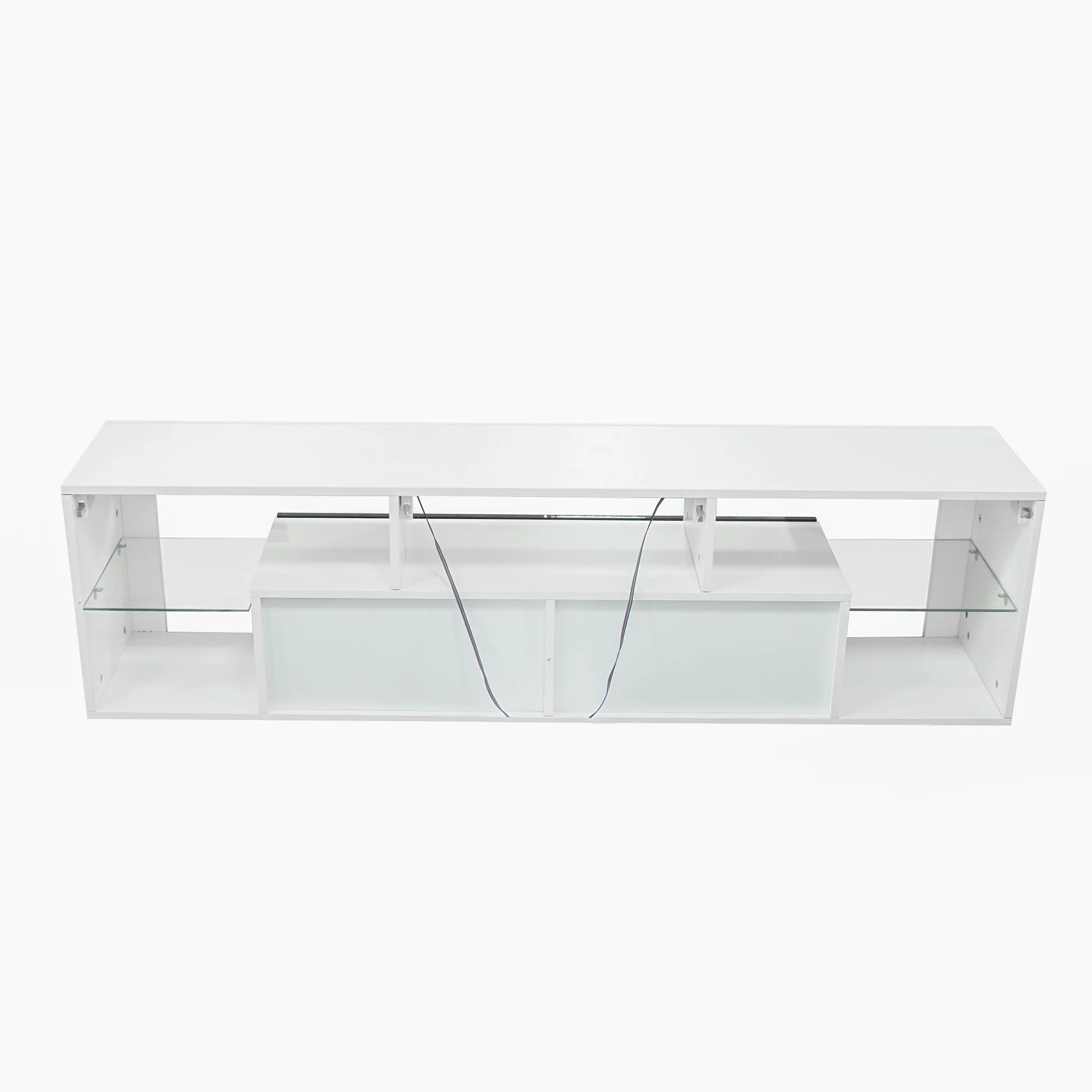 FURNITURE & TV Stand 160 LED Wall Mounted Floating 63" TV Stand (White/Black)