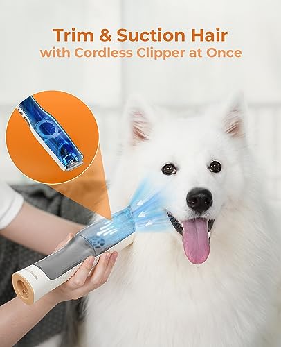 Pet Grooming Vacuum for Dogs, 8 in 1 Pet Grooming Kit & Vacuum Powerful Suction 99% Pet Hair, 2L Large Capacity Dog Hair Vacuum Groomer