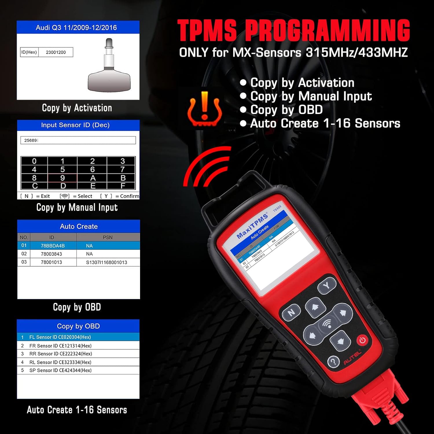 Autel MaxiTPMS TS508 TPMS Relearn Tool-2022 Activate/Relearn All Sensors, Read/Clear DTCs, TPMS Reset/Diagnosis