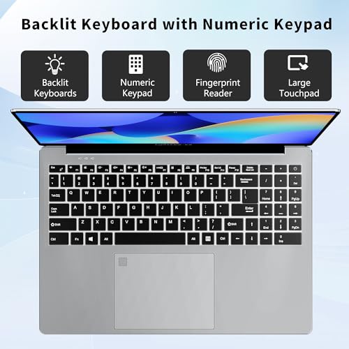 16 Inch Gaming Laptop, Laptop Computer 2025 Windows 11 Pro, 16GB RAM 512GB SSD, Intel 12th Gen N95 Processor(up to 3.4GHz), Backlit Keyboard