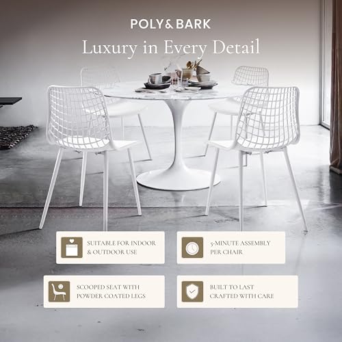 POLY & BARK Isla Modern Kitchen Chairs Set of 4 - Plastic Dining Chair with Metal Legs