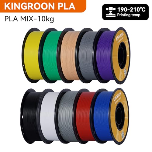 Kingroon PLA 3D Printer Filament, 12Rolls, Dimensional Accuracy +/- 0.03 mm, 12kg Spool(26.4lbs)