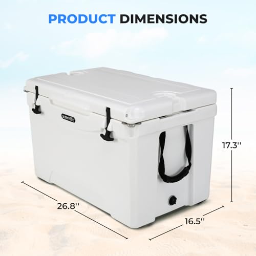 SereneLife Ultra-Tough 45 Quart Rotomolded Cooler Box with Wheels, Holds Upto 56 Cans, Keeps Ice Up to 5 Days