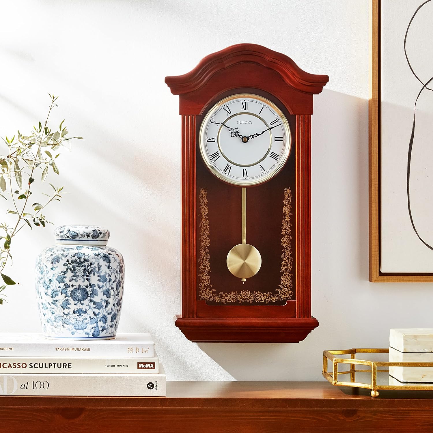 Bulova C4443 Baronet Chiming Clock, Mahogany