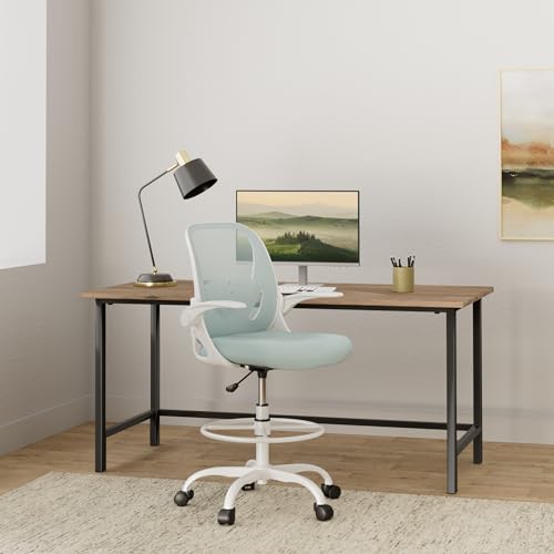 Primy Drafting Chair Tall Office Chair with Flip-up Armrests Executive Ergonomic Computer Standing Desk Chair with Lumbar Support and Adjustable