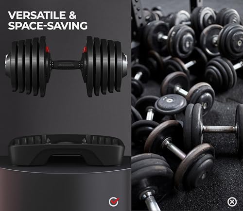 Yaheetech Adjustable Dumbbell Set 28/40/52.5/90LBS Adjustable Dumbbells Fast Adjust Dumbbell Weight Set with Anti-Slip Handle and Tray for Men/Women