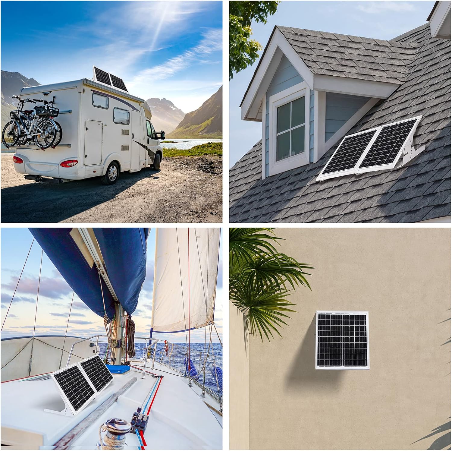 YAARZAR 30 Watt 12V Solar Panel Kit with Adjustable Solar Panels Tilt Mount Brackets and 5A 12V/24V PWM Solar Charge Controller for 12V Battery RV