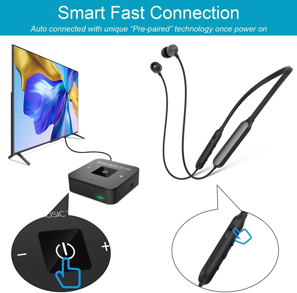 Golvery Wireless Headphones for TV Watching w/Bluetooth Transmitter Adapter (Digital Optical AUX RCA)