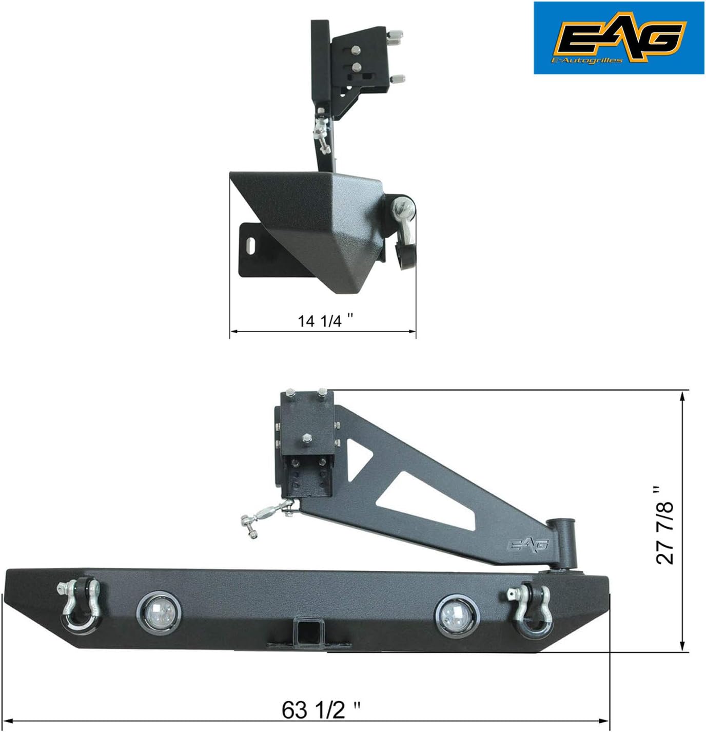EAG Rear LED Bumper with Tire Carrier W/Linkage Fit for 07-18 Wrangler JK