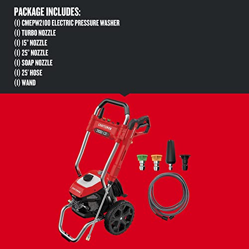 CRAFTSMAN Electric Pressure Washer, Cold Water, 2100-PSI, 1.2 GPM, Corded (CMEPW2100)