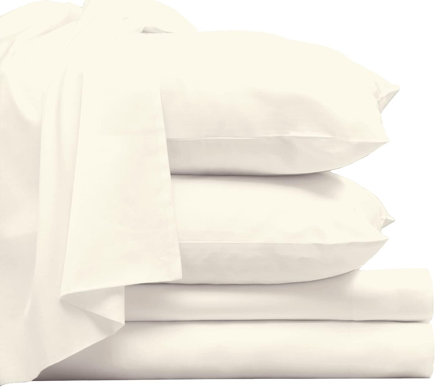 Pizuna 800 Thread Count Cotton California-King-Sheet-Set White, 100% Long-Staple-Cotton Smooth Sateen Sheets