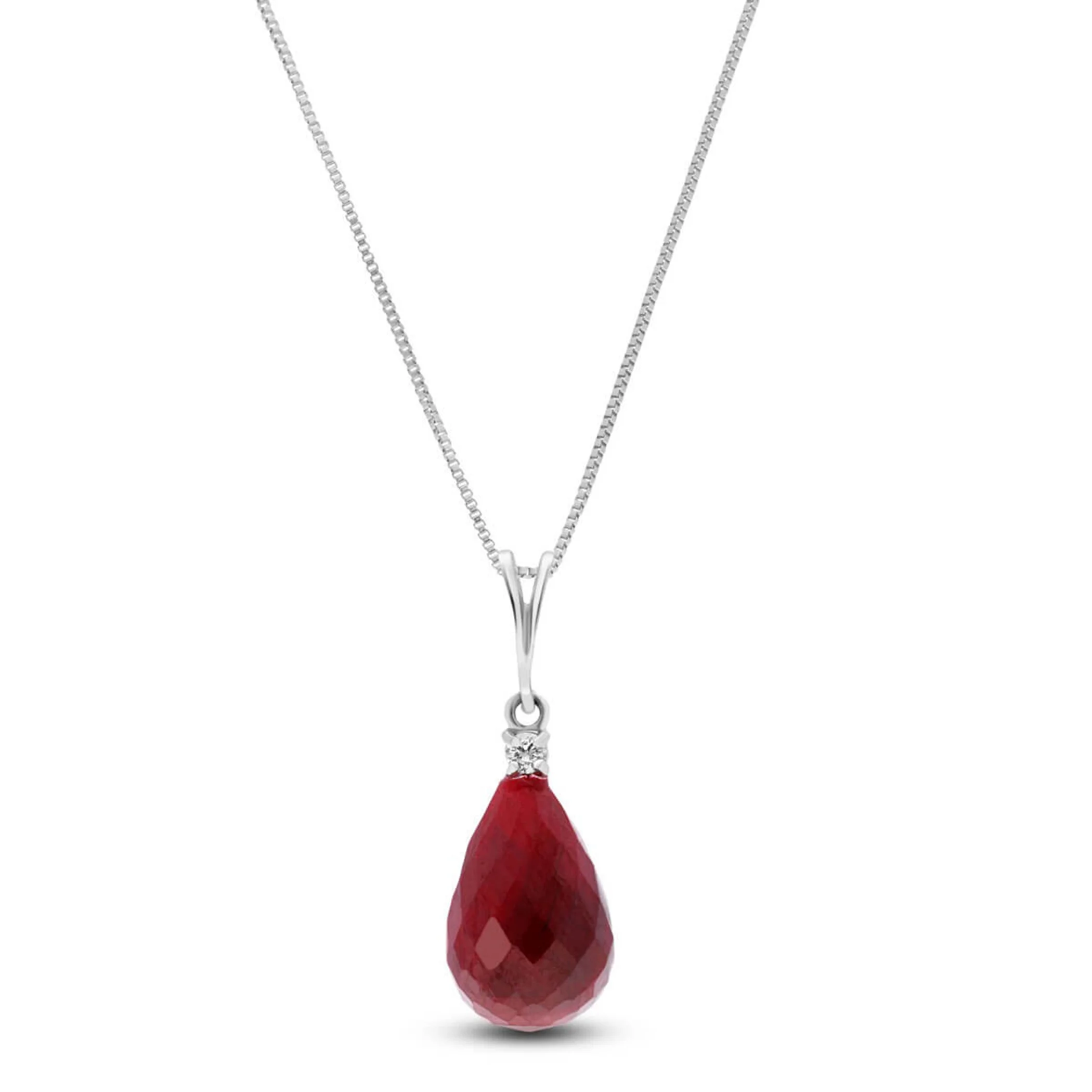 Galaxy Gold 14k 18" Solid White Gold Necklace Diamond Ruby