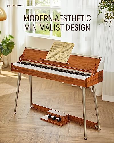 Donner DDP-80 PLUS Digital Piano 88 Key Weighted Keyboard, Home Electric Piano, Supports USB-MIDI & Headphones Connection, Semi-open Cover Designed