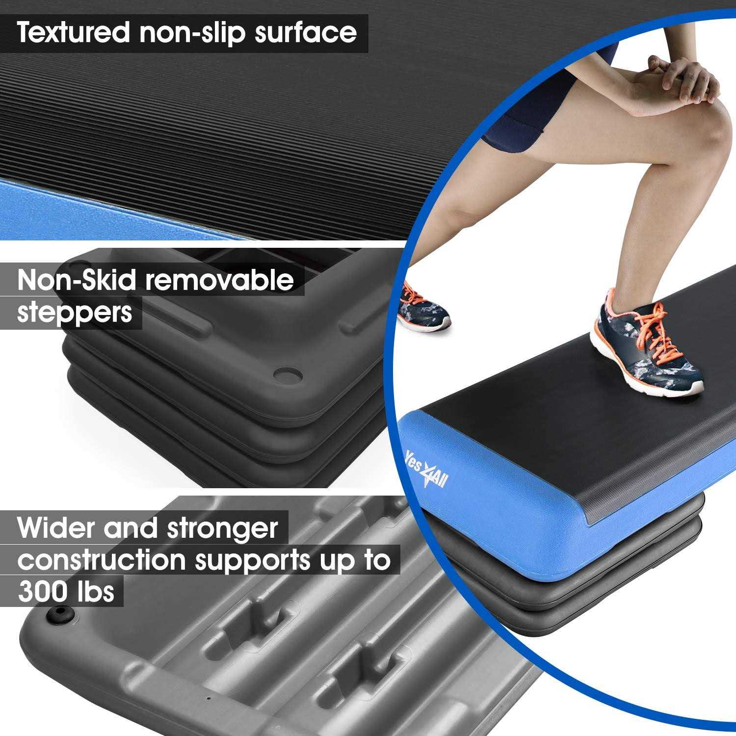 Yes4All Adjustable Aerobic Step Platform 4 Risers and - Sports Supplies Online Store