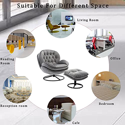 Baysitone Velvet Swivel Accent Chair with Ottoman Set, Modern Lounge Chair with Footrest, Comfy Armchair with 360 Degree Swiveling for Living Room