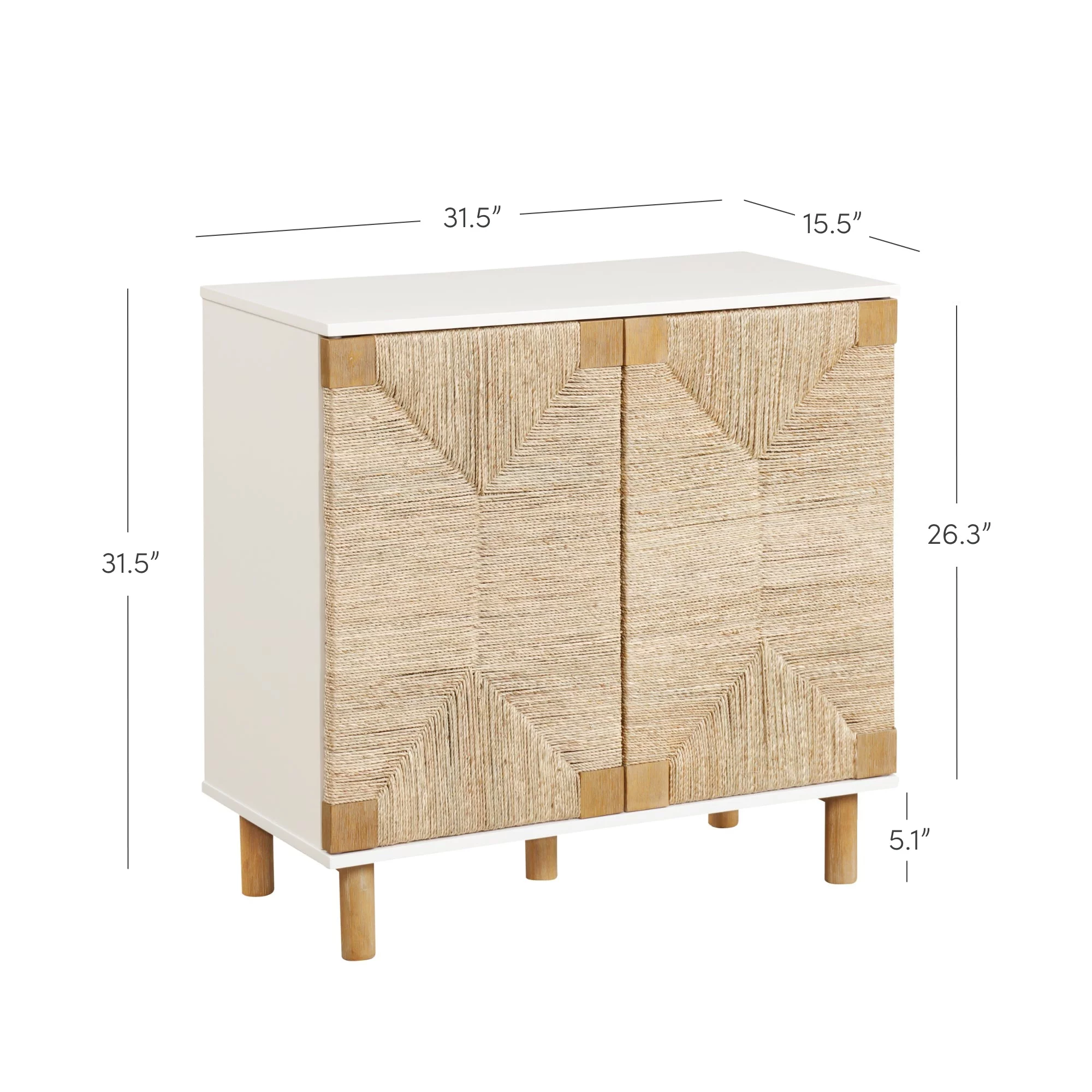 Nathan James Beacon Accent Natural Cabinet Sideboard, Storage Cabinet with Adjustable Interior Shelf and Seagrass Doors, for Hallway