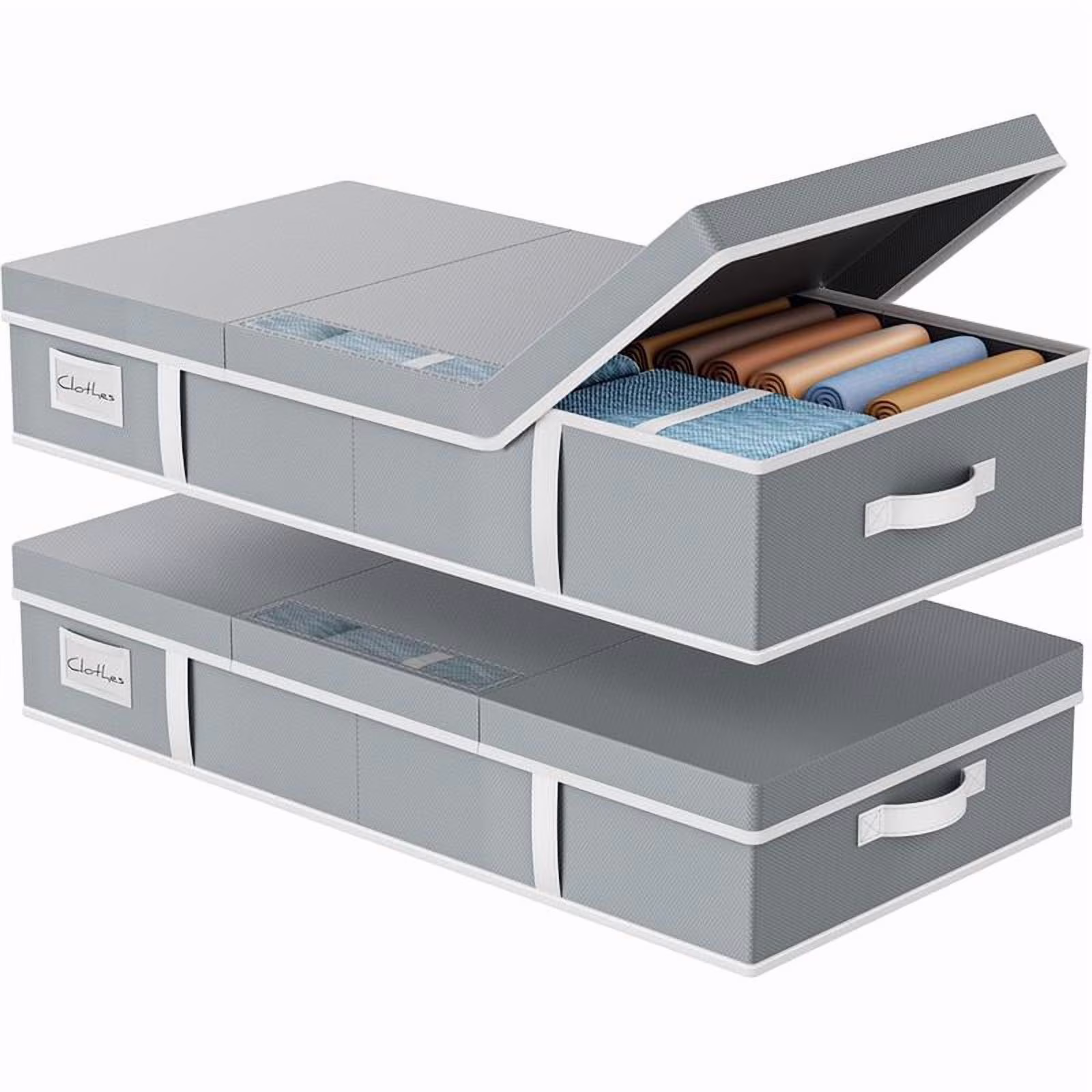 DELAMU 2-Pack Underbed Storage Boxes | Silent Wheels | Dustproof ​​Clear Window | Drawer Lightweight Bin | Easy Organizer for Apartments/Dorm/Bedroom