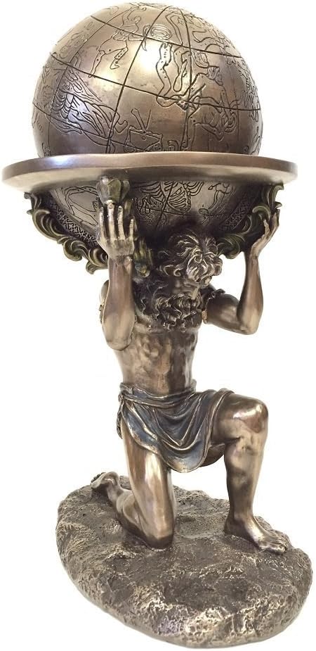 Veronese Design 9 Inch Greek Titan Atlas Carrying The World Statue Cold Cast Resin Antique Bronze Finish