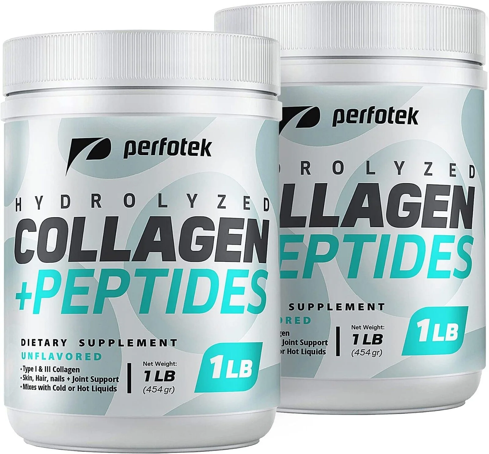 PERFOTEK 2 PACK Collagen Peptides Powder Types I and III Non-GMO Easy to Mix Kosher 1 LB - Kansas Nuitrition - HNZSDS
