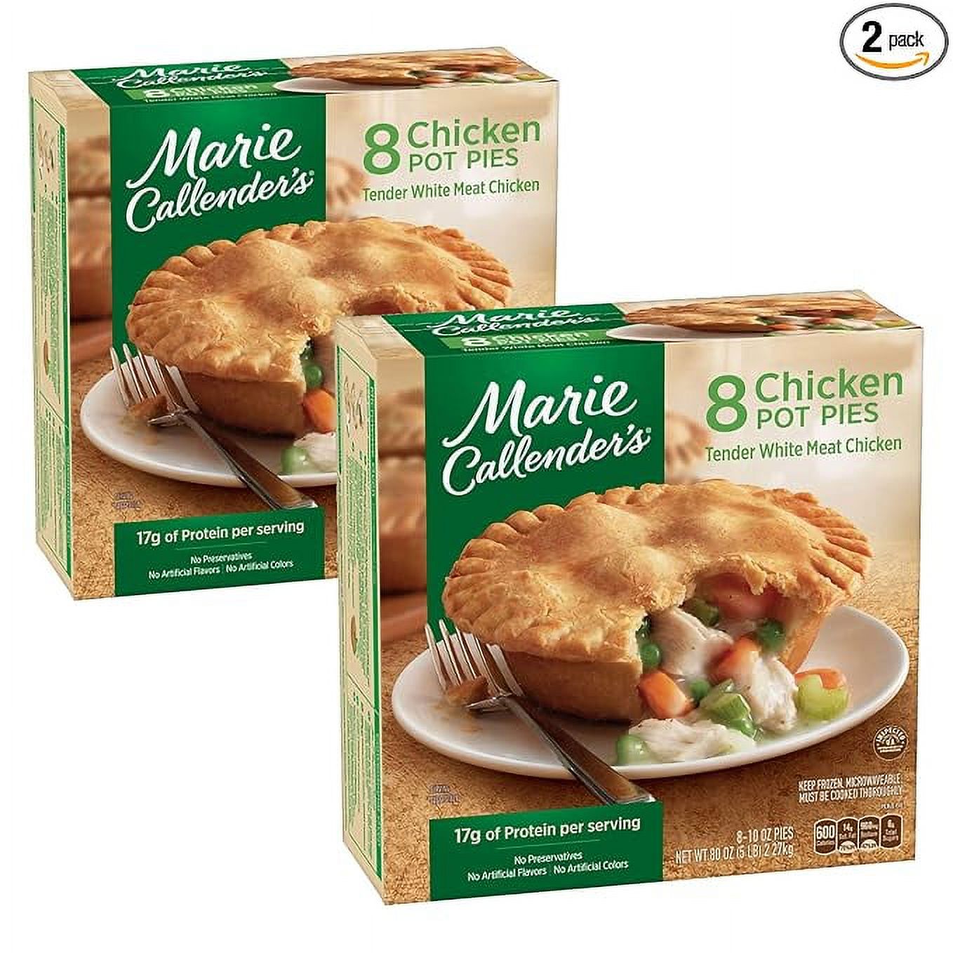 Marie Callender's Chicken Pot Pie | Two Boxes of 8 pies | Made with tender white meat chicken - All Natural