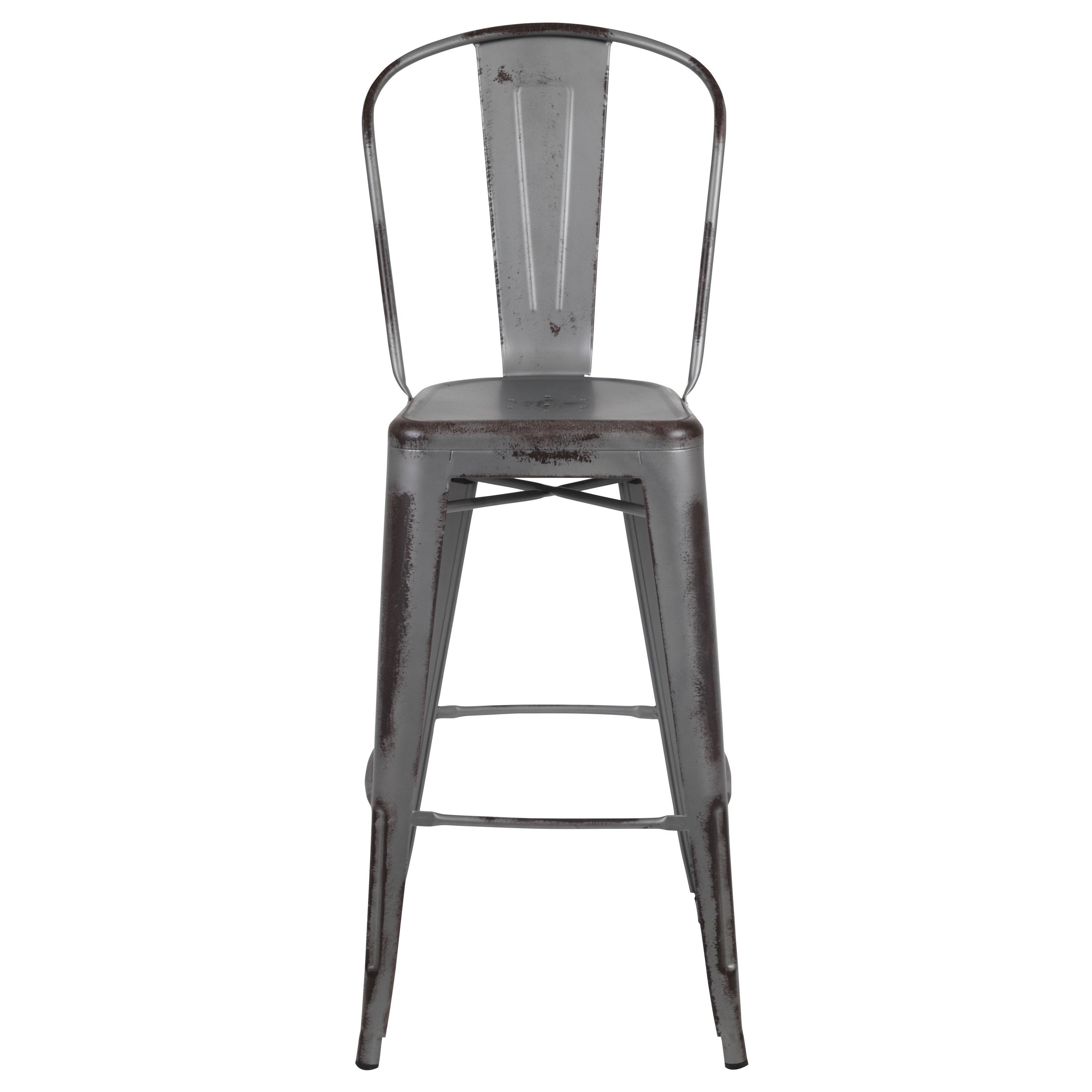 Lancaster Home Distressed Metal 30-Inch Stool (Black)