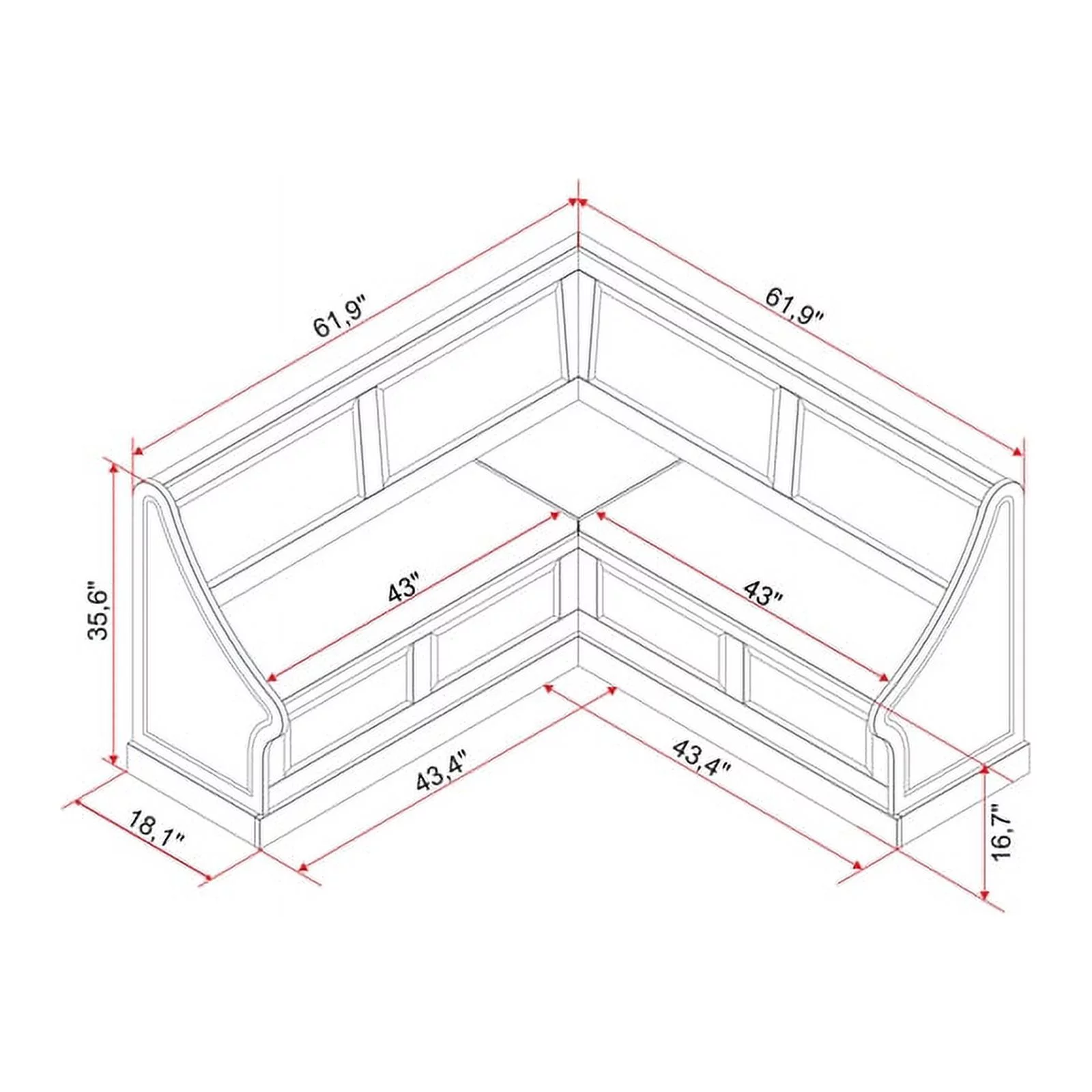 Home Square Furniture 2-Piece Set with Corner Breakfast Nook & Dining Table