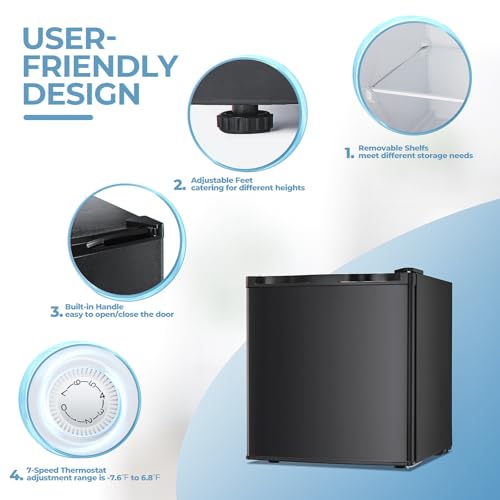 3.0 Cu.ft Upright Freezer, Small Mini Freezer with Adjustable Thermostat, Removable Shelves, Reversible Single Door, for Bedroom/Home/Dorms/Apartment