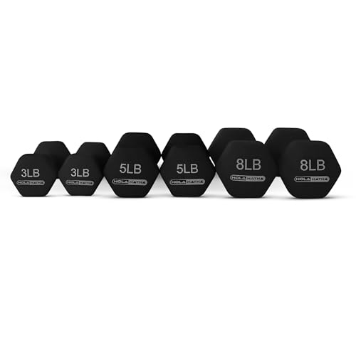 HolaHatha Neoprene Dumbbell Free Hand Weight Set with Rack, Ideal for Home Exercises to Gain Tone and Definition