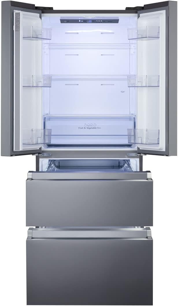 Summit Appliance FDRD152PL 27.5" Wide French Door Refrigerator-Freezer, Stainless Steel Look, Digital Controls, Interior LED Light, Open Door Alarm