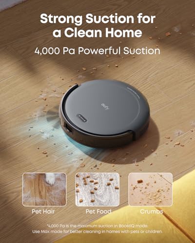 eufy Robot Vacuum C10 with Self Emptying, 8 Weeks Hands Free, Advanced Smart Mapping with LiDAR Navigation, 2.85-Inch Slim Design, Powerful Suction
