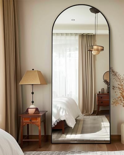 Full Length Mirror, 76"x34" Arched Floor Mirror Freestanding, Floor Standing Full Body Mirror with Stand for Bedroom