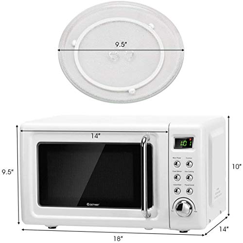 LDAILY Moccha 0.7Cu.ft Retro Microwave Oven, 0.7Cu.ft, 700-Watt Countertop Microwave Ovens w/5 Micro Power, Delayed Start Function, LED Display